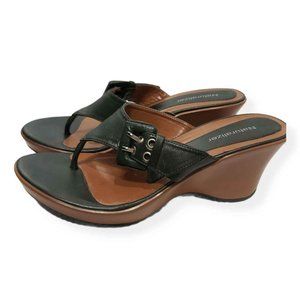 Naturalizer Green Leather Wedge Sandal - Size 7.5